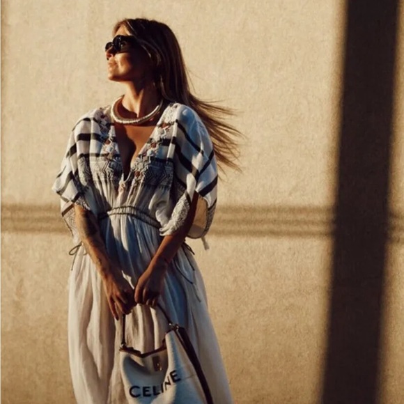 ZARA EMBROIDERED COTTON LONG DRESS NWT - Picture 8 of 14